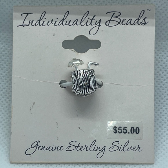 Sterling Silver Coconut Drink Bead for Pandora-style Bracelets - Picture 1 of 3